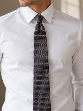Lauren Ralph Lauren Men's Silk Tie - Purple Black Geometric Neat 57x4